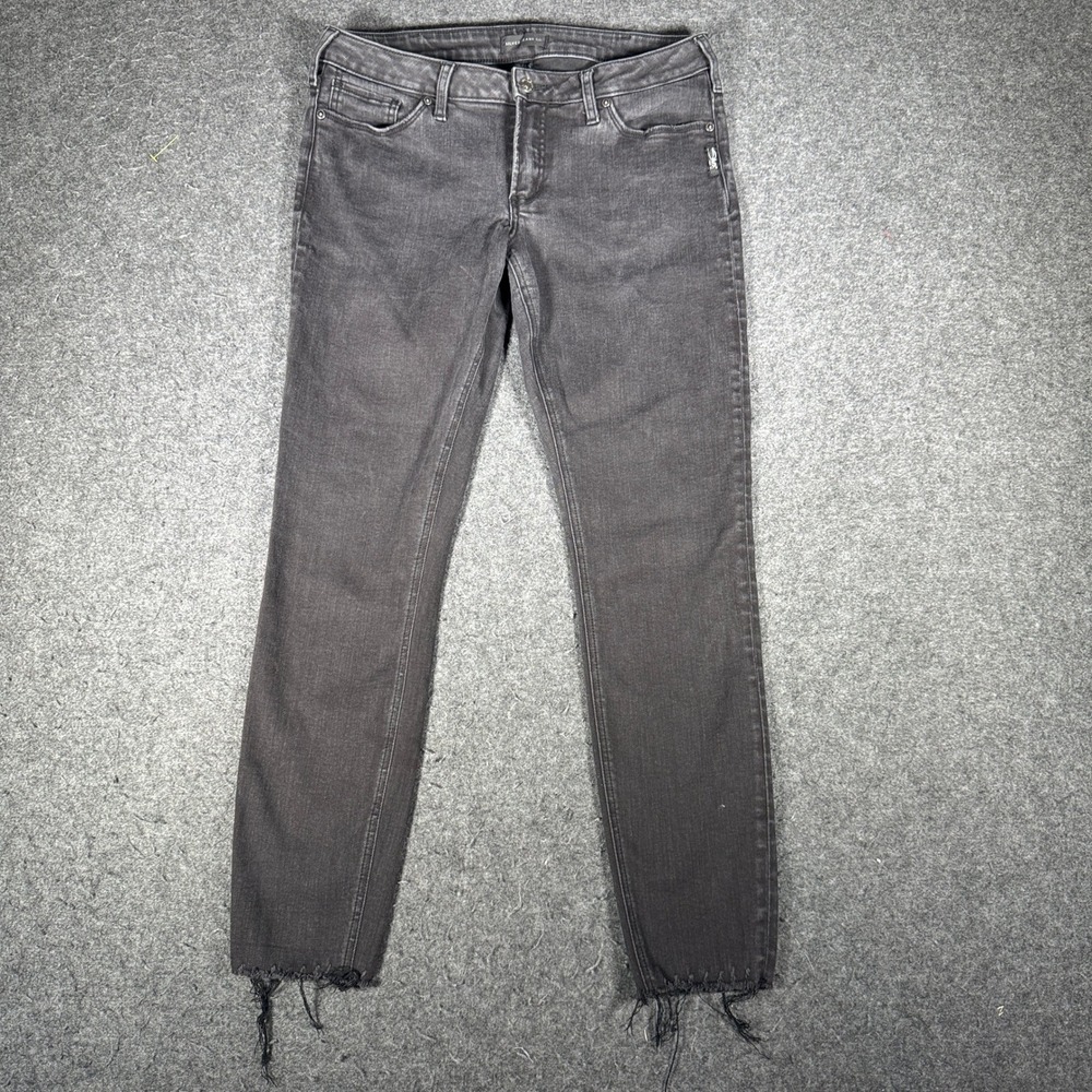 Silver Jeans Co Tuesday Skinny Black Frayed Hem Jeans W32 L29 L12030SBK590